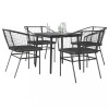 Gossi set de sufragerie de gradina 5 piese neagra sticla poly rattan