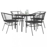 Gossi set de sufragerie de gradina 5 piese neagra sticla poly rattan