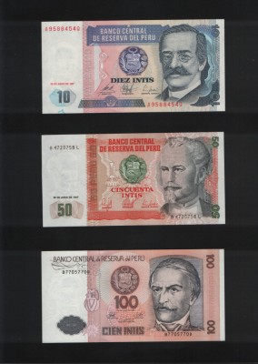 Set Peru 10+50+100+500+1000+5000 intis 1987-88 foto