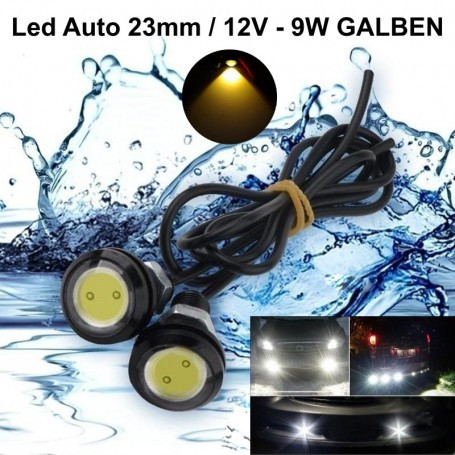 Leduri auto exterior, 23mm, 12V, 9W, Led Smd, IP65, Galben