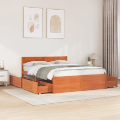 vidaXL Cadru pat fără saltea, maro ceruit, 160x200 cm, lemn masiv pin 3282344