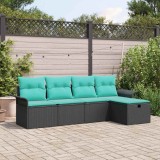 vidaXL Set de canapele pentru grădină cu pernă 5 pcs Rattan poli 3360197