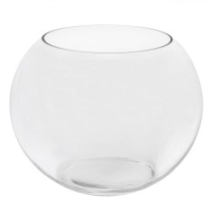 Vază Decorativă Sticlă, Rotundă, Culoare Transparentă, Diametru 30x24.5 cm
