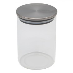 Borcan Depozitare Sticlă, Capacitate 500ml, Capac Metalic, Transparent
