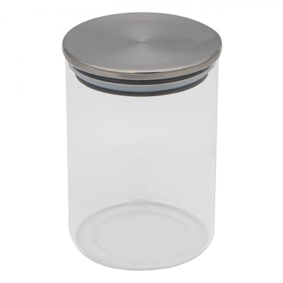 Borcan Depozitare Sticlă, Capacitate 500ml, Capac Metalic, Transparent foto