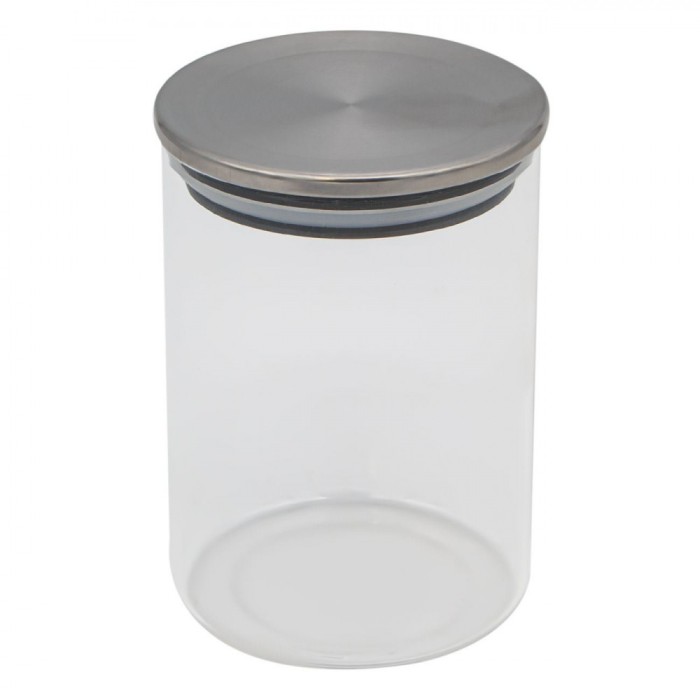 Borcan Depozitare Sticlă, Capacitate 500ml, Capac Metalic, Transparent