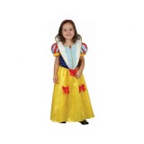Costum carnaval Alba ca Zapada pentru copii cu bentite, marime 92/104 cm, (3-4 Ani)