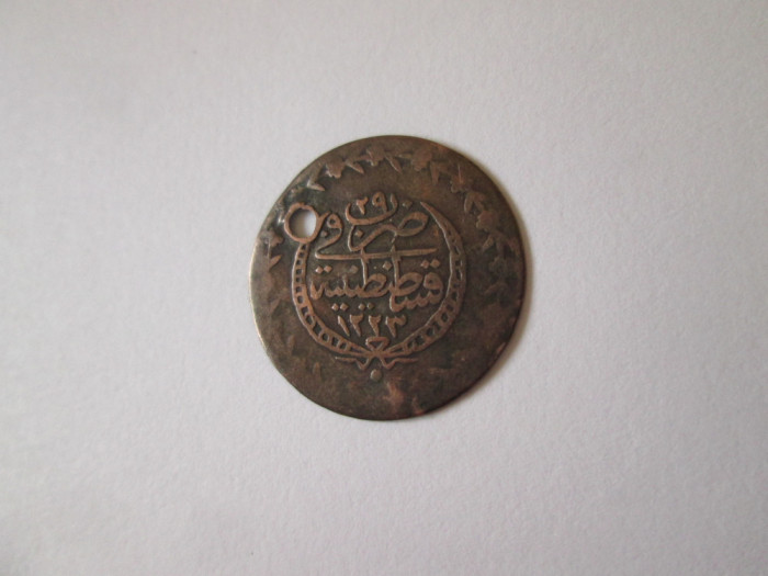 Turcia/Imperiul Otoman 20 Para 1836(1223) monedă gaurita din argint slab