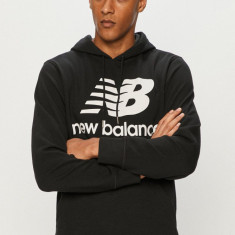 New Balance bluză MT03558BK bărbați, culoarea negru, cu imprimeu MT03558BK-001