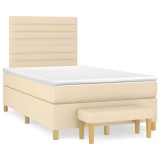 Cumpara ieftin Pat continental cu saltea, crem, 120x190 cm, textil