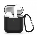 Husa Techsuit Silicone pentru Apple AirPods Gen 1 / Gen 2, Neagra