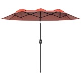 Outsunny Umbrela de soare de gradina basculabila dubla cu deschidere cu manivela, 295x152x222cm, rosu | Aosom Romania