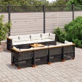 Cumpara ieftin Gossi set mobilier de gradina cu perne, 9 piese, negru, poliratan