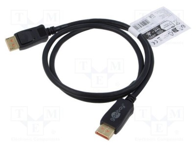 Cablu DisplayPort Goobay 1m negru, mufă la ambele capete, compatibil 4K HDR 8K UHD foto
