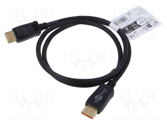 Cablu DisplayPort Goobay 1m negru, mufă la ambele capete, compatibil 4K HDR 8K UHD