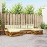 vidaXL Seturi de canapele 6 pcs Natural și Crem Lemn Solid de Acacia 3373885