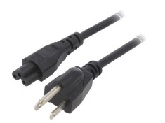 Cablu IEC C5 3x18AWG mamă cu mufă NEMA 5-15 (B) PVC 1,8m negru foto