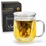 Cana pentru ceai Creano, 450 ml, sticla borosilicata, cu infuzor si capac din sticla