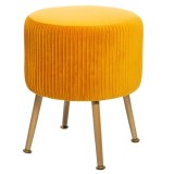 Taburet Atmosphera Solaro rotund cu baza aurie, 35x41 cm, galben mustar Household NewTrend