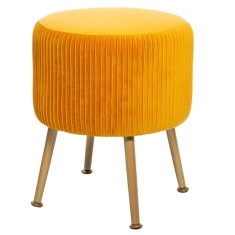 Taburet Atmosphera Solaro rotund cu baza aurie, 35x41 cm, galben mustar Household NewTrend