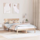 VidaXL Cadru de pat cu headboard Maro 140 x 190 cm Lemn masiv de pin