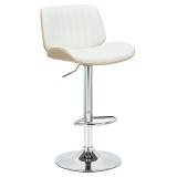 Cumpara ieftin Scaun de bar Fern reglabil pe inaltime piele ecologica metal alb culoare lemn natural - crom