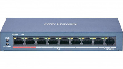Switch poe 8 porturi hikvision ds-3e0109p-e&amp;copy; l2 unmanaged 8 &amp;times; 100 mbps poe ports 1 foto