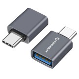 Adaptor OTG premium USB la Type-C, 3A, 5Gbps Asteroid GSM A8, gri
