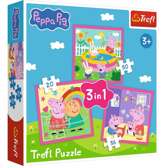 Puzzle trefl 3in1 peppa pig si prietenii