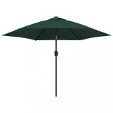 Umbrela de soare de gradina in consola cu LED, verde, 3 m