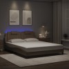 VidaXL Cadru pat cu lumini LED, cappuccino, 160x200 cm piele ecologică