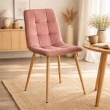 Cumpara ieftin Scaun bucatarie/dining, Artool, Kara, catifea roz, picioare metal natur, 44.5x50.5x87 cm