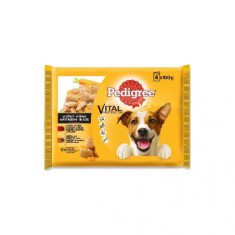 Pedigree Adult, hrana umeda pentru caini, Vita, Miel, Curcan si Morcov, 4 x 100 gr