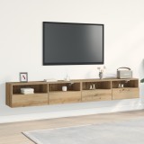 VidaXL Dulapuri TV de perete 2 buc. stejar artizanal 100x30x30 cm lemn