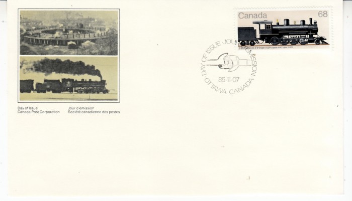 B16 - FDC - Canada - locomotive de epoca - 1985