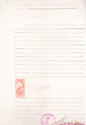 AMS - DOVADA TERMINARE SERV. MILITAR/LASARE LA VATRA COM. HARTAU JUD. MURES 1928 foto