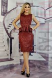 Cumpara ieftin Rochie Midi Visinie cu Peplum in Talie, Eleganta de Seara, Marimi S, S/M