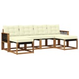 vidaXL Set de canapele de exterior cu pernă 6 pcs Natural și Crem 3382126