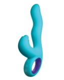 Vibrator Iepuras Klio Triple Action, 18 Moduri Stimulatoare, Silicon, USB, Turcoaz, 21.3 cm