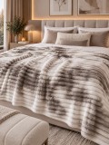 Cumpara ieftin Patura Cocolino Maro Alb 200x230 cm , Moale, Calduroasa E i Antialergica