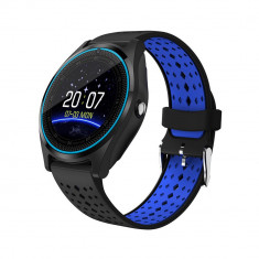 Ceas Smartwatch V9 cu Functie Apelare, SMS, Camera, Bluetooth, Pedometru, Monitorizare somn, Negru - Albastru foto