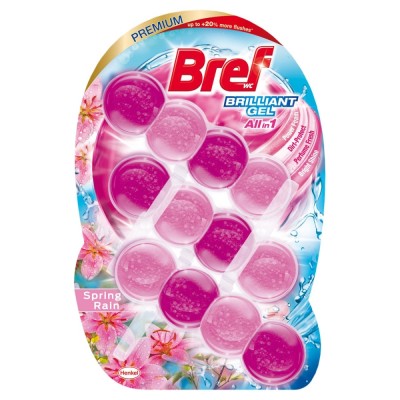 Odorizant wc baie Bref Brilliant Gel Spring Rain, 3 x 42 g foto