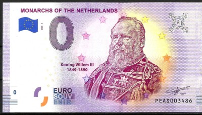 !!! 0 EURO SOUVENIR - OLANDA , REGELE WILLEM III - 2020.5 - UNC foto
