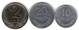 POLONIA LOT Nr 3 / 3 buc , 10 + 20 Groszy + 2 Zloti/Zlote 1979 , VF