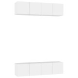 Cumpara ieftin Set dulapuri TV, 4 piese, alb, 60x30x30 cm, lemn prelucrat
