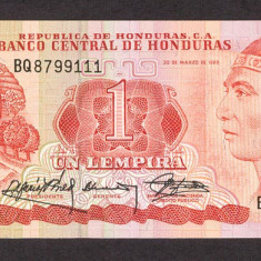 HONDURAS █ bancnota █ 1 Lempira █ 1989 █ P-68c █ UNC █ necirculata