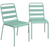 Outsunny Set de 2 Scaune Stivuibile din Metal, pentru Terasă și Grădină, Verde | Aosom Romania
