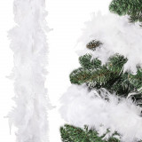 Ghirlanda artificiala, beteala decorativa din pene pentru Craciun, lungime 3m, alb, Springos