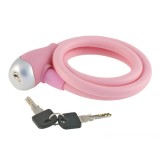 Antifurt Bicicleta cu Cheie, Spirala Silicon, 12x1200mm, Roz