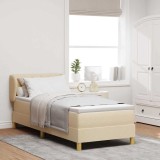 VidaXL Pat cu arcuri și saltea crem 90x200 cm Crem 80 x 200 cm